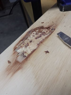 Chisel and PL any knots that looked like they could rattle out.