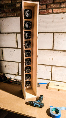 View from back, test fitting drivers