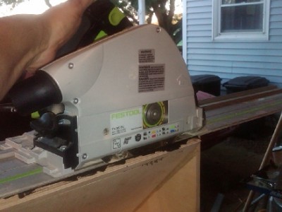 Here I am cutting the horn plates on an OTop15 with my new Festool TS-55 ... SWEET!