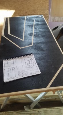 first panel laid out and pre-painted