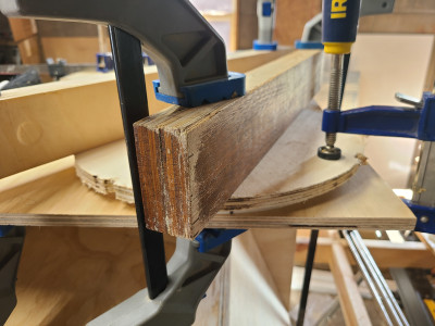 clamped to cab for flatness