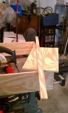 Built a little 16x16x5 inch box frame to set work on. leaves enough room for saw blades underneath. Tack a couple of brads through the work into the box and things stay put for making those odd cuts.