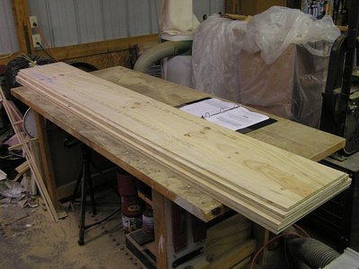 Pile of wood cut to width