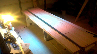 It’s been said before, I didn’t believe it but… “Thou shalt Rip the inside panels final width all at once” it’s just easier, but triple check the measurements mistake here wastes a full sheet of plywood. Use clamps or screws to hold the broads together and always keep your true sides to one side.  And Keep Cuts sides to the opposite of the true sides. (this keeps errors to one sides) scribe a center line down the two finished sheets for reference.
