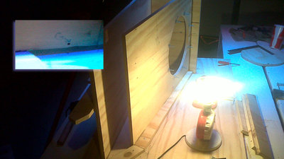 Here is the oversized guide hole on the drive panel for the straighten jig/braces. Screw home tight then, perfect fit!!