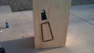 Test fitting the drive access panel to the Tuba.