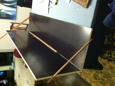 19 inch side panel added. Note small Oak guide glued/nailed in to align panel and add extra glue/strength.