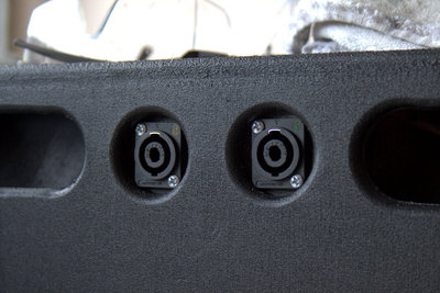 Sub jacks installed. Perhaps a little black on the screws?