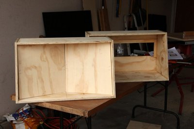 Two cabinets in progress.