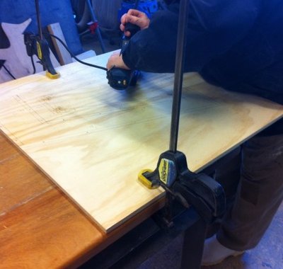 Acces hole being cut.