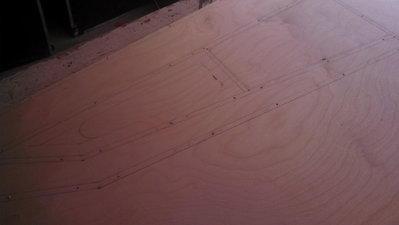 Pre drilling out the marking points on the template