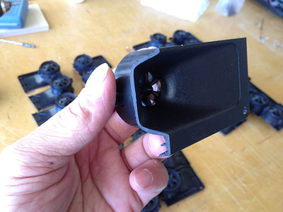 I made the jig from Bill plans to help cut all the tweeter horns. It's a great time saver! Here's one of the top/bottom pieces.