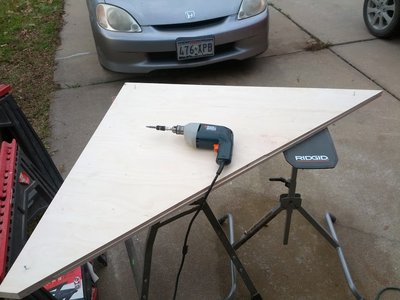 Two sheets of BB glued together, edges later given roundover